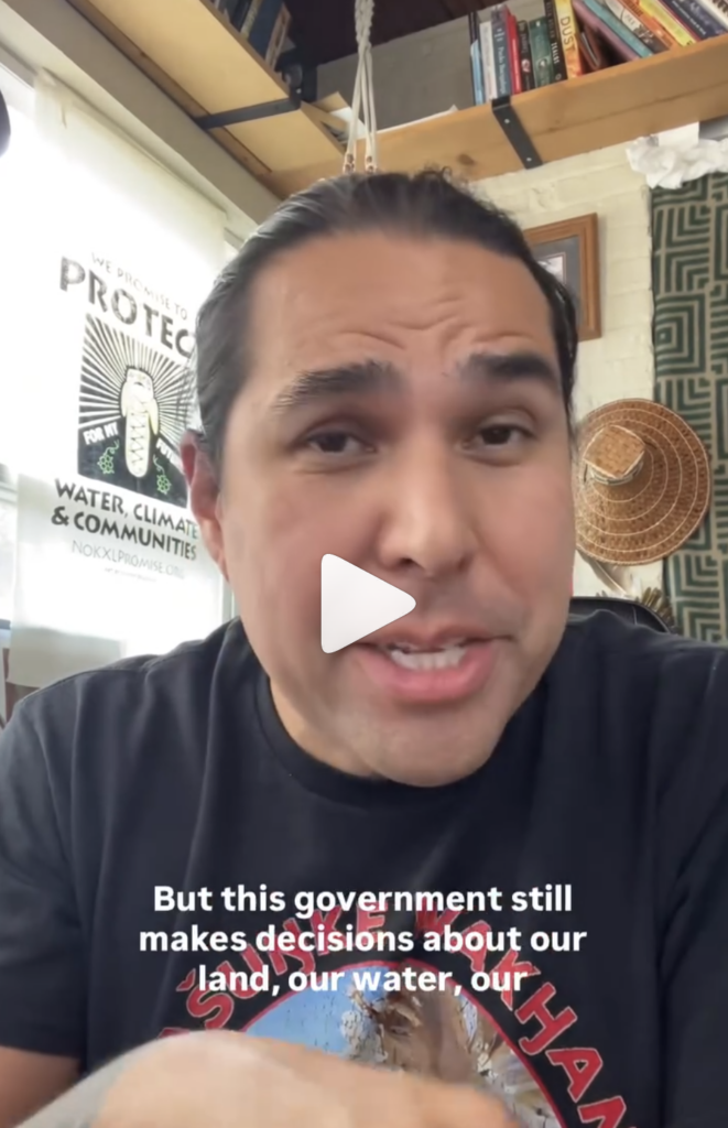 Screenshot of Dallas Goldtooth's video on Instagram